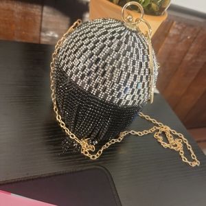 Dazzling Crystal Tassel Women Evening Bag Round
